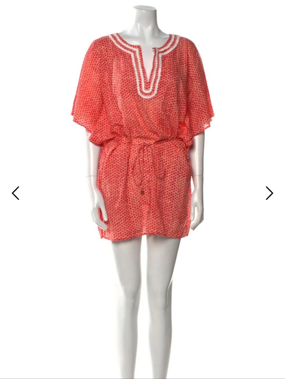 TORY BURCH Swim "Tiger Lily Savu" Beach Coverup with Drawstring Waist